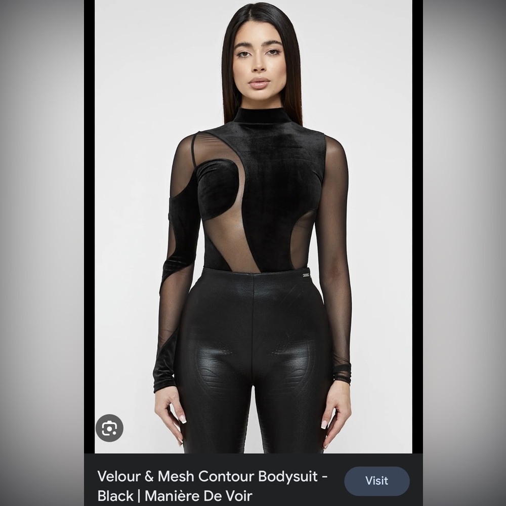 Size 4 black mesh/velour bodysuit
